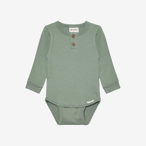 Minymo - Body Rib Gr�n - Lang�rmet i rib.
