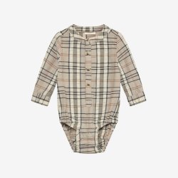 Minymo - Bodyskjorte - Lang�rmet med ternet print.