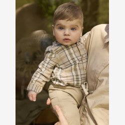 Minymo - Bodyskjorte - Lang�rmet med ternet print.