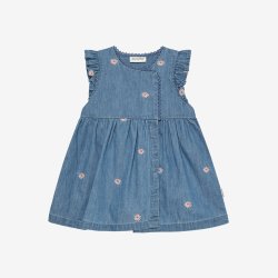 Minymo - Kjole Chambray - Kort�rmet m. broderi