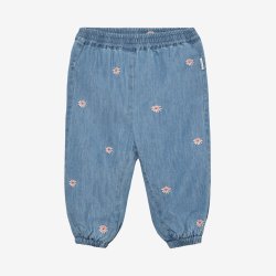 Minymo - Bukser Chambray m. Foring � denim-look med broderi