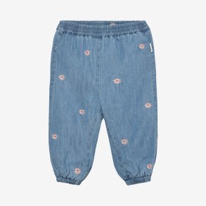 Minymo - Bukser Chambray m. Foring � denim-look med broderi