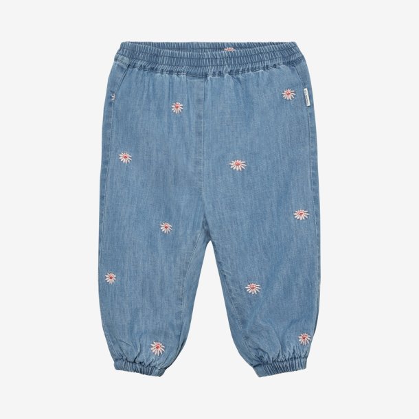 Minymo - Bukser Chambray m. Foring � denim-look med broderi