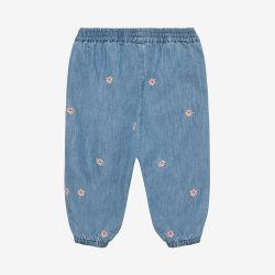 Minymo - Bukser Chambray m. Foring � denim-look med broderi