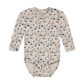 Minymo - Body m. Hundeprint -  Beige