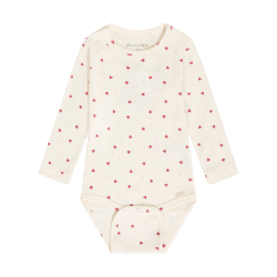 Minymo - Body - m. Lange �rmer - Hvid m. Hjerter 