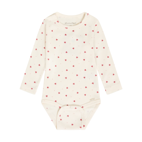 Minymo - Body - m. Lange �rmer - Hvid m. Hjerter 