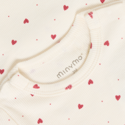Minymo - Body - m. Lange �rmer - Hvid m. Hjerter 