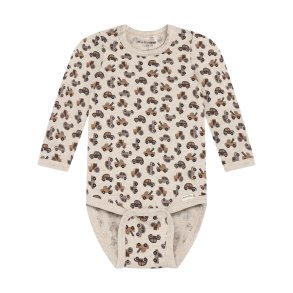 Minymo - Body m. Bilprint - Lys Beige