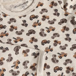Minymo - Body m. Bilprint - Lys Beige