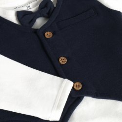 Minymo - Body m. vest-look - Hvid &amp; M�rkebl�