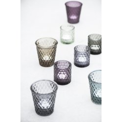 Ib Laursen Fyrfadsstage glas i lavendel