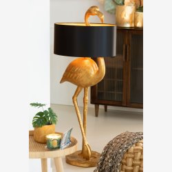 J-LINE - Gulvlampe Flamingo Guld/Sort 139x41x55cm Polyresin.