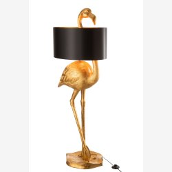 J-LINE - Gulvlampe Flamingo Guld/Sort 139x41x55cm Polyresin.