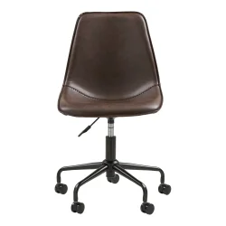 House Nordic - Monaco Kontorstol med drejefod, PU lder, mrkebrun, sorte ben