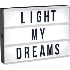 PR HOME - A4 Lys box LED til batteri m/timer inkl. 90 stk. bogstaver/tegn