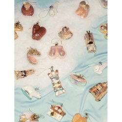 Vondels - Glaskugle ster Champagneglitter 7 cm