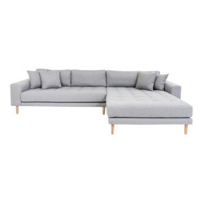 Lido stof Sofa hjrevendt chaiselong lysegr med fire puder