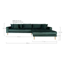 House Nordic - Lido Lounge Sofa, Mrkegrn