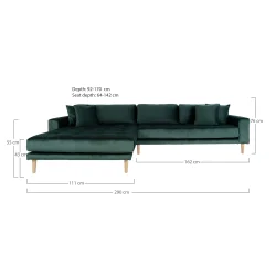 House Nordic - Lido Lounge Sofa, Mrkegrn