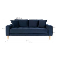 Lido 2,5 Pers velour sofa mrkebl