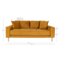 Lido 2,5 Pers velour sofa sennepsgul
