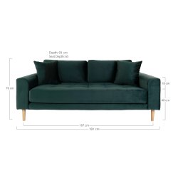 Lido 2,5 Pers velour sofa mrkegrn