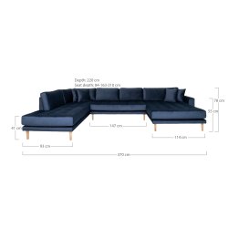 House Nordic - Lido U-Sofa ben Ende, hjrevendt mrkebl 