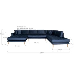 House Nordic - Lido U-Sofa ben Ende, venstrevendt mrkebl