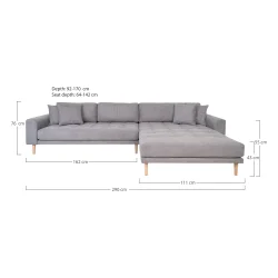 House Nordic - Lido Lounge Sofa, lysegr