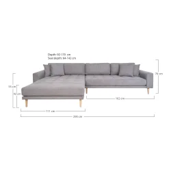 House Nordic - Lido Lounge Sofa, Lysegr