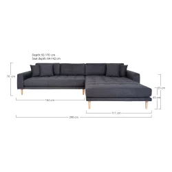 House Nordic - Lido Lounge Sofa, Mrkegr