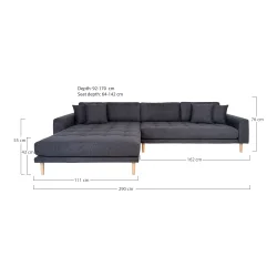 House Nordic - Lido Lounge Sofa, Mrkegr
