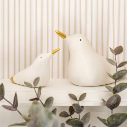 Speedtsberg - Figur porcelnsfugl hvid m/guld nb 11 x 4 x 7 cm. 