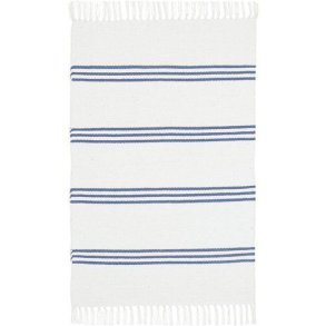 Svanefors - Gulvtppe stribet hvid/bl 60 x 90 cm. Bomuld