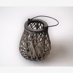 Lanterne m/hank &amp; glasindsats : 19 H: 20 cm. Gr