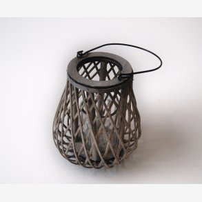 Lanterne m/hank & glasindsats : 19 H: 20 cm. Gr