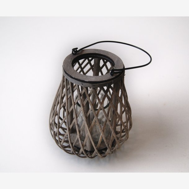 Lanterne m/hank &amp; glasindsats : 19 H: 20 cm. Gr