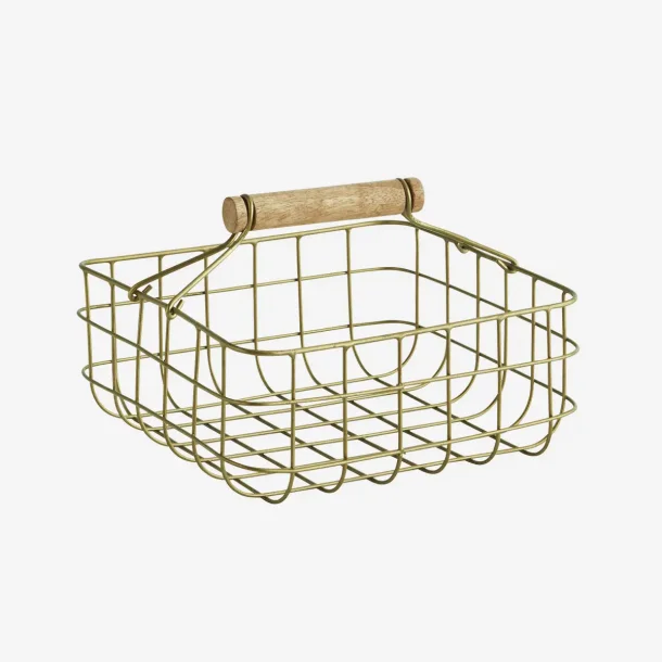 Madam Stoltz - Servietholder jern/mango messing look 19x19x13 cm.