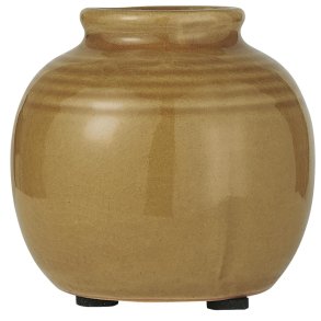 Ib Laursen vase m/riller & krakeleret glasur H: 7,5 : 8 cm. 