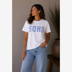 Marta Du Chateau - MdcHerdis T-Shirt "SOHO" Hvid/Himmel 