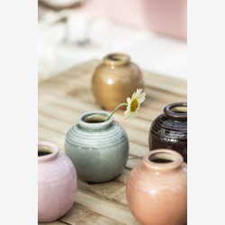 Ib Laursen vase m/riller &amp; krakeleret glasur H: 7,5 : 8 cm. 