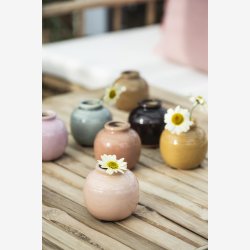 Ib Laursen vase m/riller &amp; krakeleret glasur H: 7,5 : 8 cm. 