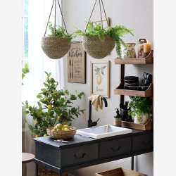 Chic Antique - Ampel m/ophng H: 20 : 30 cm. Natur Flet