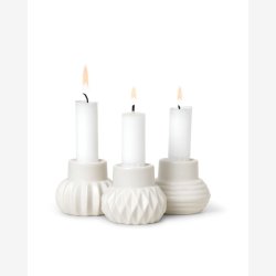 DOTTIR - SAMSURIUM lysestager i st. m/3 stk. Hvid