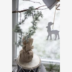 Stillenat kunstig cederstjerne m/jutefod H: 33cm.