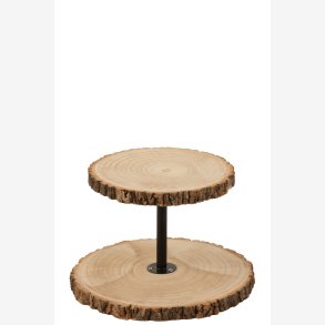 J-Line - Etagere/dekorations fad Paulownia tr m/barkkanter H: 29,5 : 42 cm. 