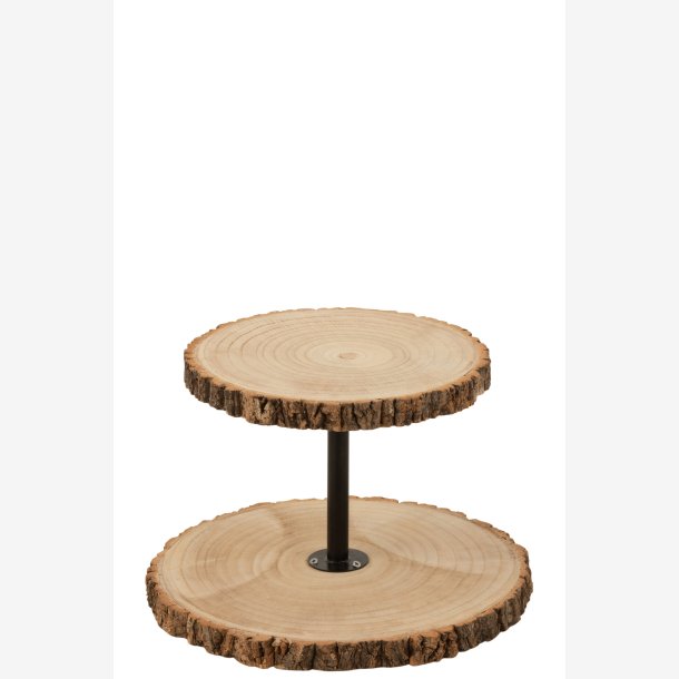 J-Line - Etagere/dekorations fad Paulownia tr m/barkkanter H: 29,5 : 42 cm. 