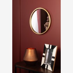 J-Line - Rundt Spejl Guld Jern/Glas 30x30x3cm.