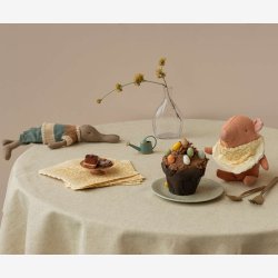 Maileg - Servietter m. Blomsterprint Gul 15x15cm. 20 stk.